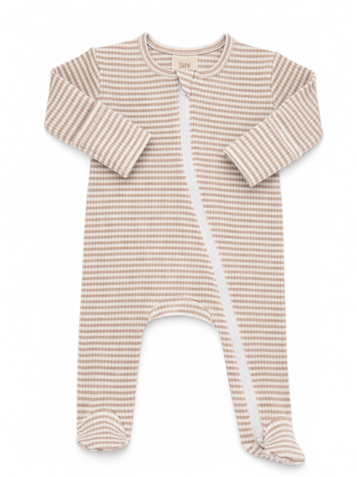 Tan Stripe Ribbed Footie