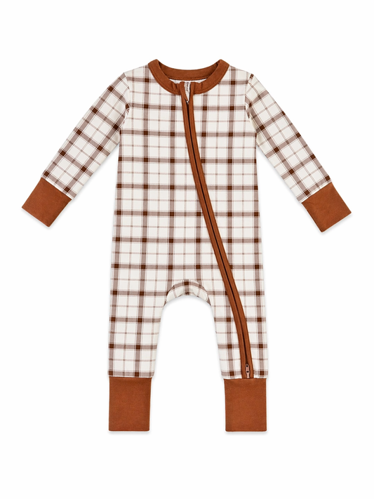 2-Way Zip Romper, Homestead Plaid
