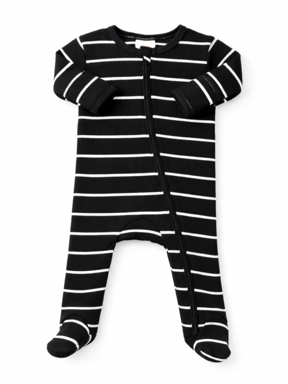 Black/White Stripe Ribbed Footie