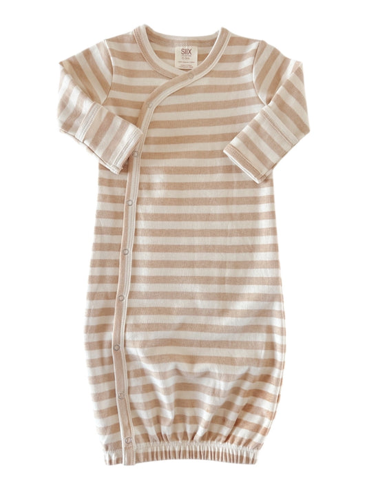 Biscuit Striped Baby Gown