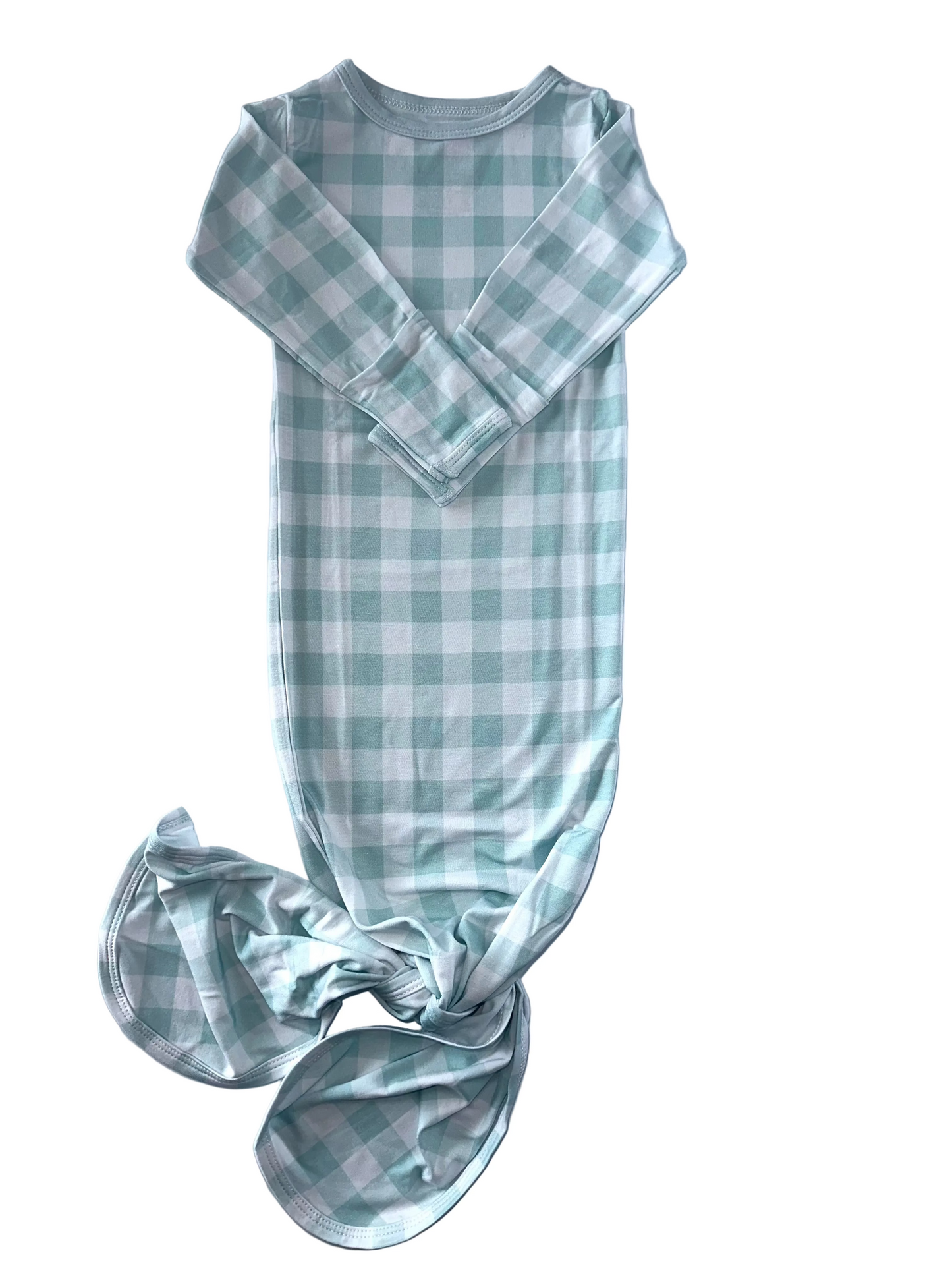 Mint Gingham Knotted Gown